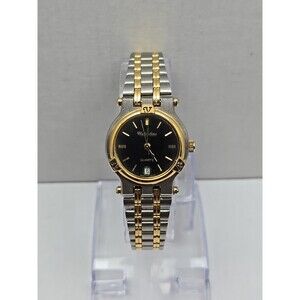 Valentino Womens Two Tone Quartz Watch Black Dial Date 24 mm 2432015 New Battery